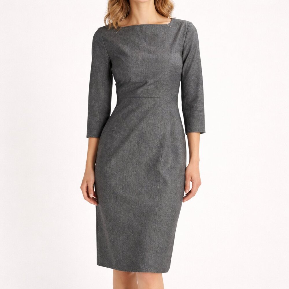 Banana Republic Gray Structured Corpcore Minimalist Sheath Luxe Dress [size 10]
